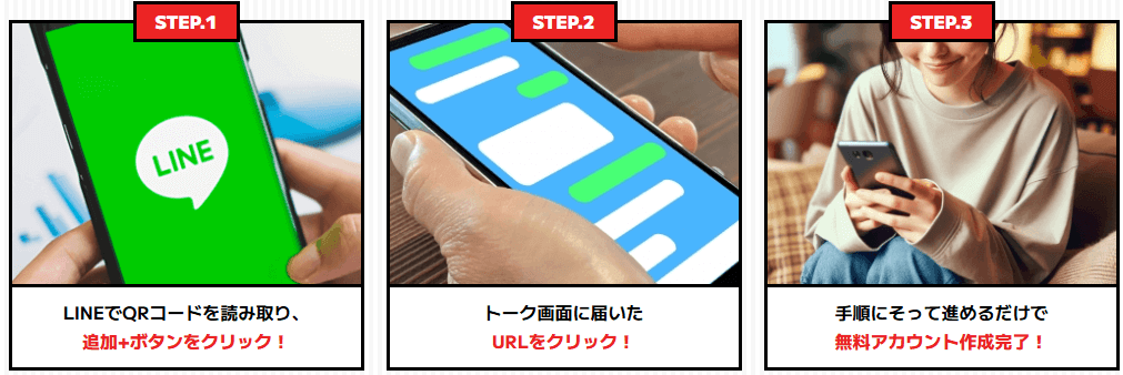 うまこみゅ新規登録の3STEP