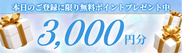 3000円分ポイントプレゼント中